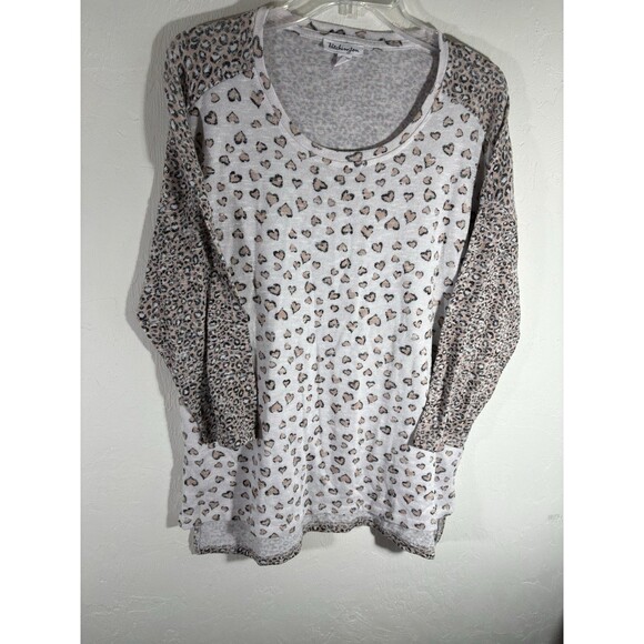 Patchington Women’s Large Tan White Leopard Print Light Knit Sweater Long Sleeve - Picture 1 of 8
